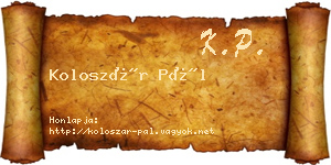 Koloszár Pál névjegykártya
